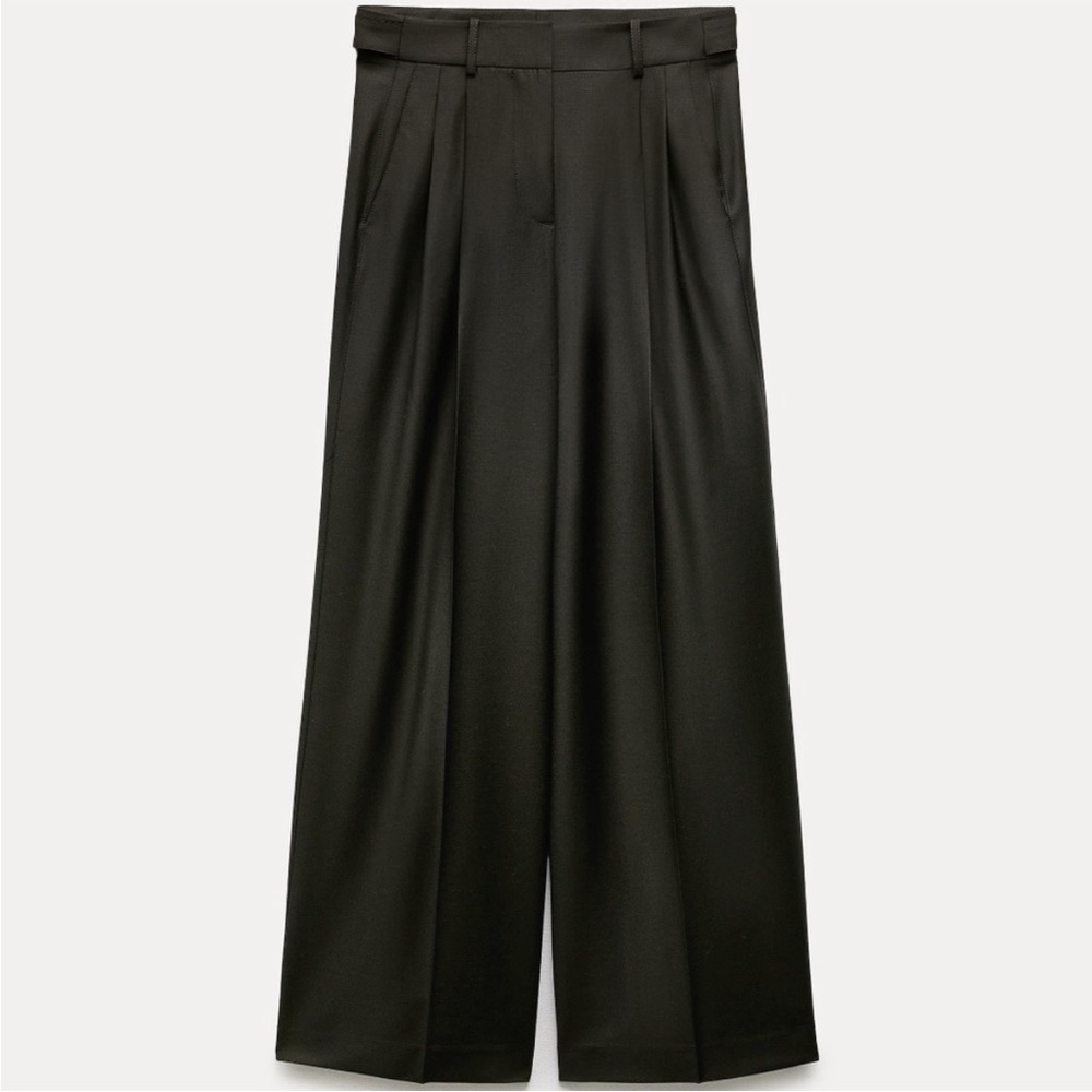 ZARA ZW COLLECTION DARTED MINIMALIST WOOL BLEND TROUSERS